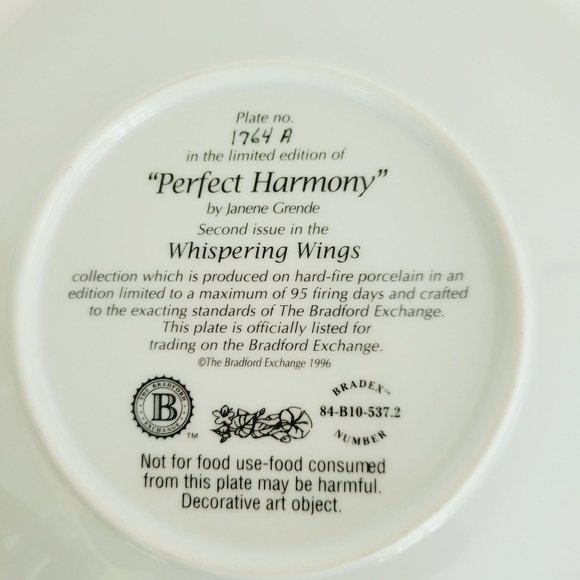 Hummingbird Whispering Wings Plate, Perfect Harmony, Bradford Exchange, 1996 - Picture 8 of 10